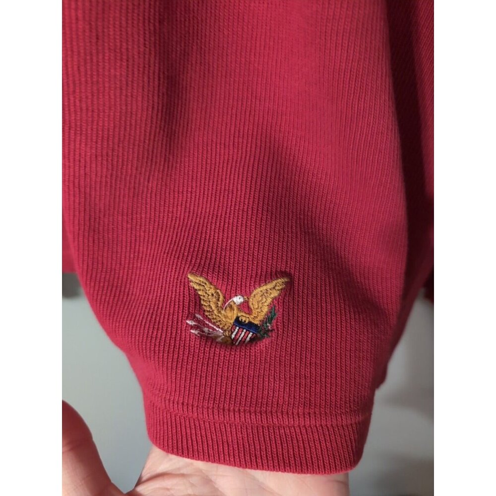 American Eagle Red Vintage Long Sleeve Polo Men's Size M READ - Picture 2 of 7